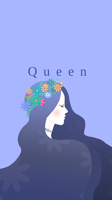 蓝色优雅女神英文手机壁纸背景配图海报