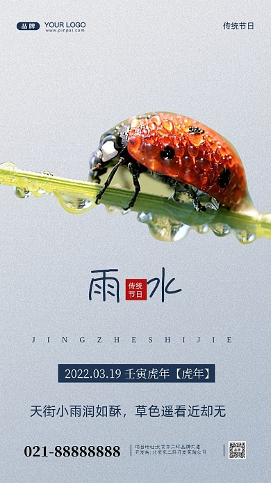 中国传统节日雨水摄影图手机海报