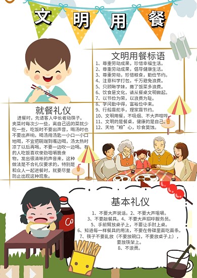 文明礼仪小报文明用餐手抄报模板