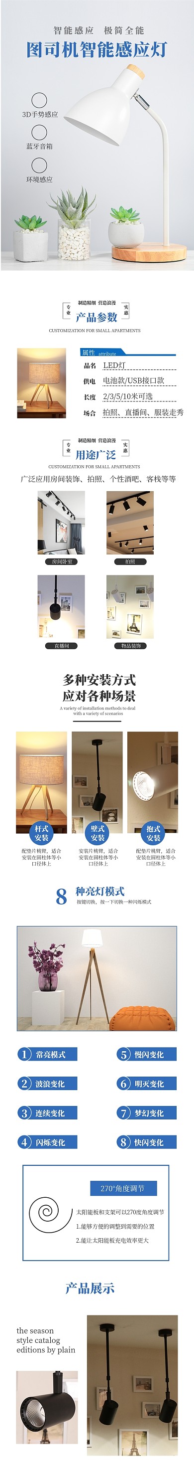 卧室台灯LED灯灯具电商淘宝详情页