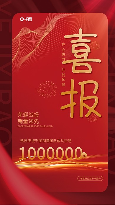 红金风简约大气喜报战报年终总结宣传海报