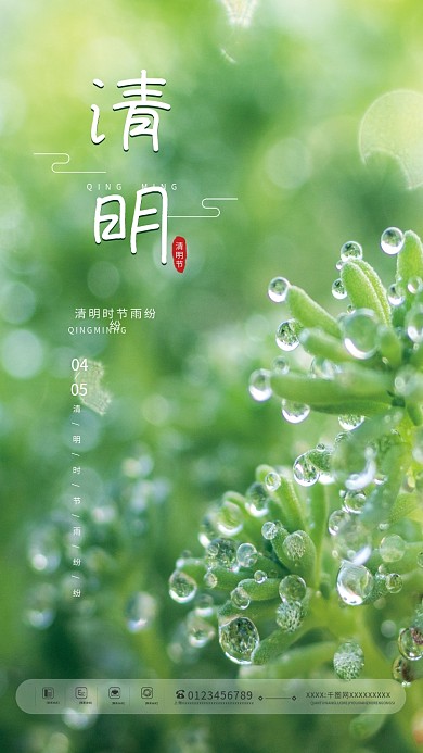 简约绿色清明节节日摄影图海报