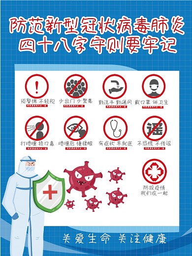 社区风防疫48字守则海报