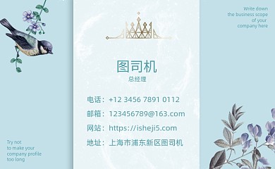 蓝色小清新卡通名片