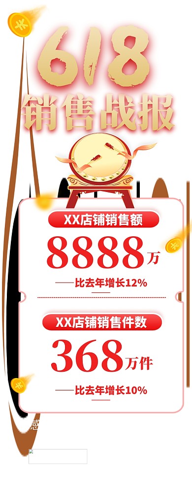 618销售战报红色创意长图