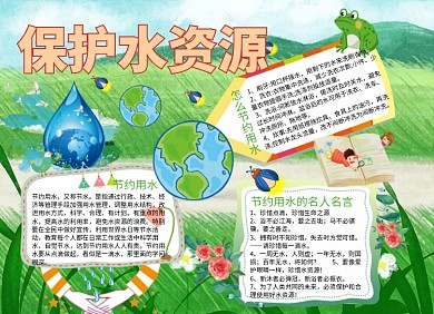 保护水资源卡通小报手抄报
