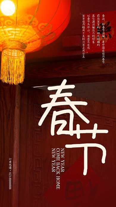 春节回家灯笼特写摄影手机海报