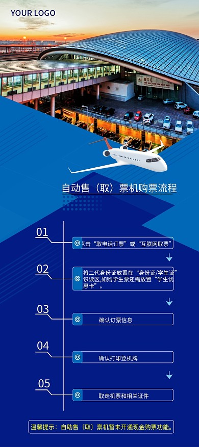 机场取票流程展架