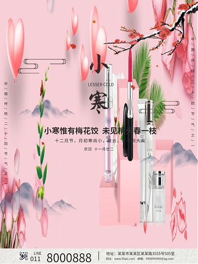 中国风简约小清新传统二十四节气小寒海报