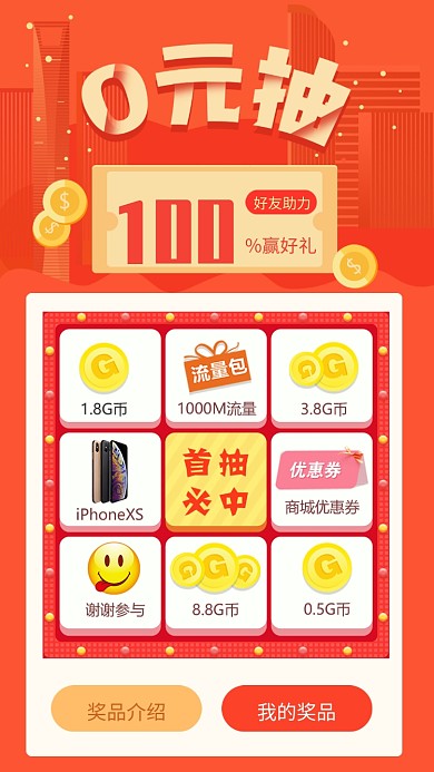 0元抽创意大转盘抽奖活动海报