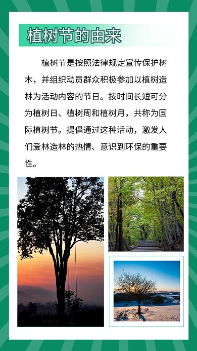 植树节的由来绿色简约竖版配图