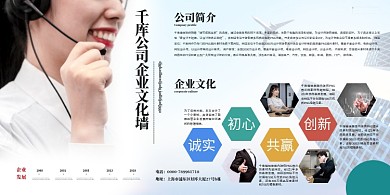 企业文化墙淡色简约展板