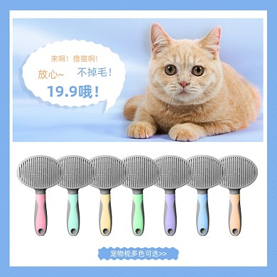 猫咪梳毛手套工具宠物去浮毛刷多色主图