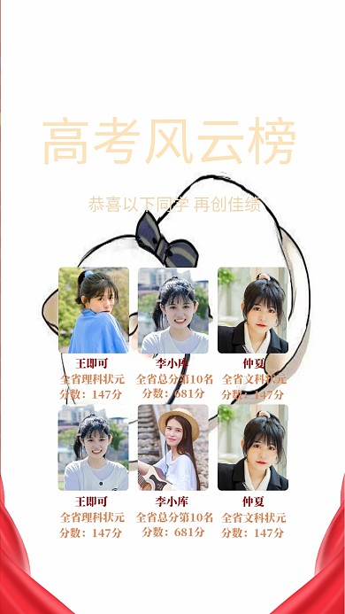 高考喜报人物红色创意海报