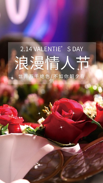 情人节情侣告白浪漫玫瑰花节日海报