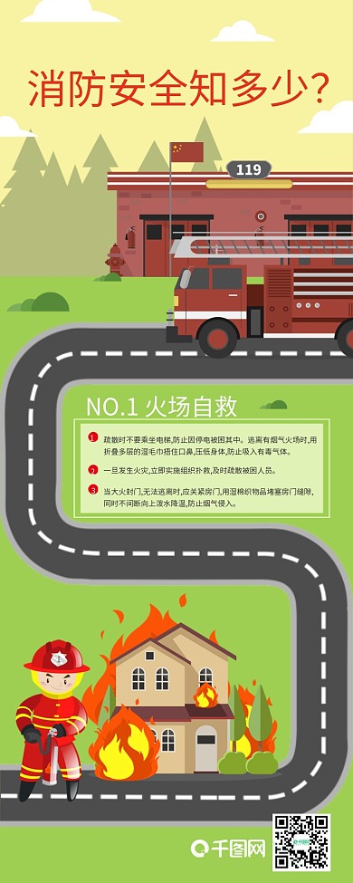 扁平化消防安全常识知多少手机信息长图
