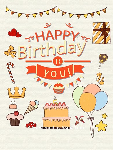 简约清新蛋糕生日快乐海报