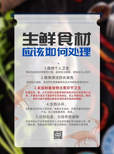 简约生鲜食材处理科普广告印刷海报