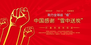 中国感谢雪中送炭助力全球战疫展板