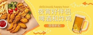 美团店招啤酒炸鸡黄色简约店招