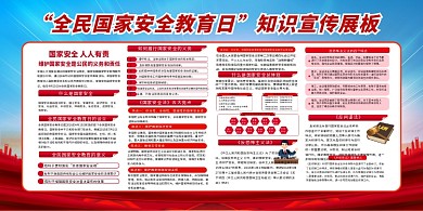 安全教育日国家安全红色简约展板