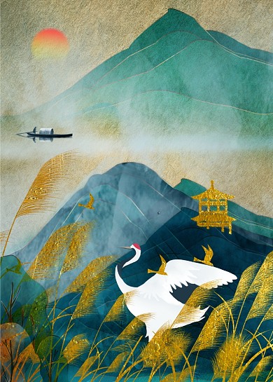 鎏金新中式山水意境风景中国风装饰画