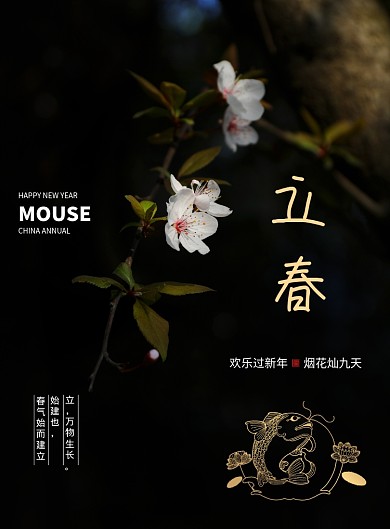 简约黑色立春海报