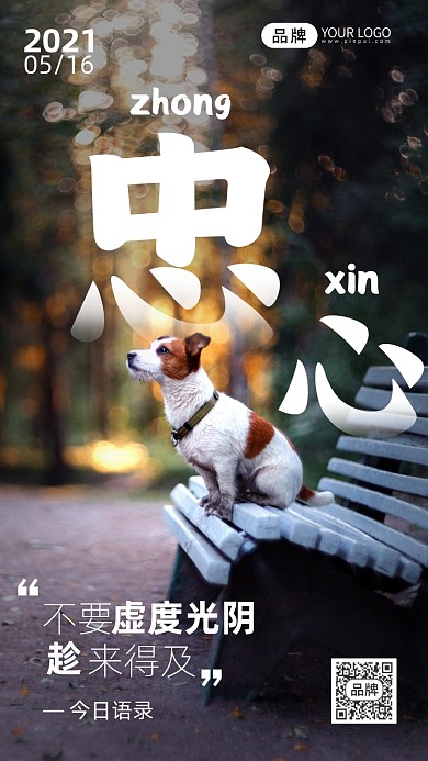 励志日签宠物狗摄影图海报