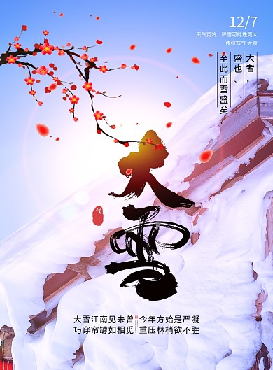 唯美大气大雪节气海报