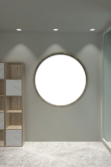 室内挂墙圆形海报样机