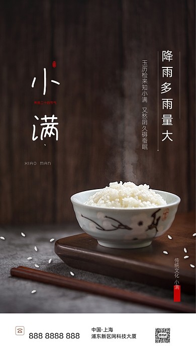 清新摄影米饭小满节气海报
