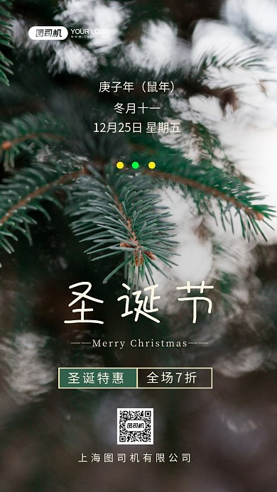 圣诞节促销写实手机海报