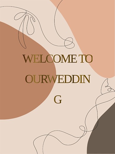 莫兰迪橙咖色系简约色块婚礼迎宾水牌邀请函