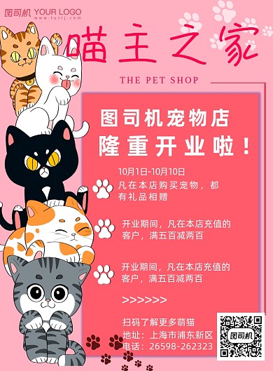 宠物店可爱猫咪海报