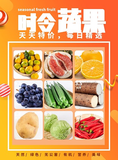 超市商店蔬果商品展示促销海报