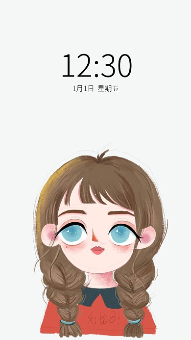 手绘女生文艺清新手机壁纸