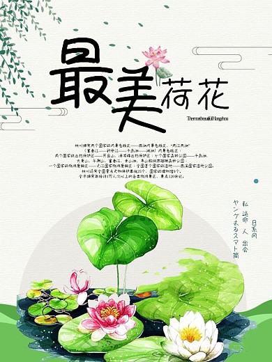 清爽简约荷花海报