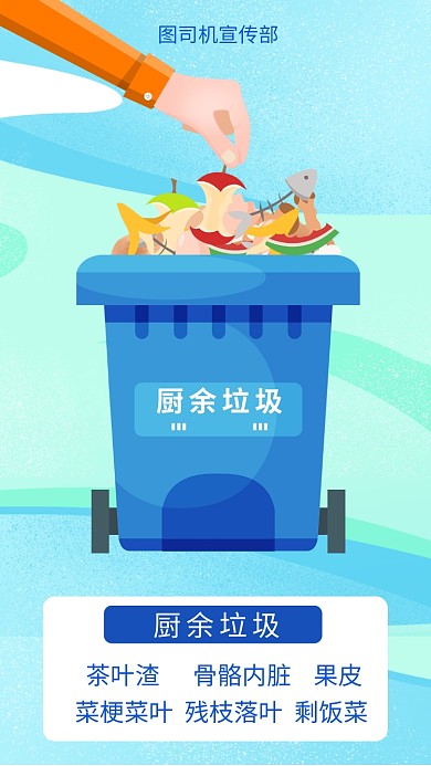 蓝色垃圾分类环保宣传手机海报