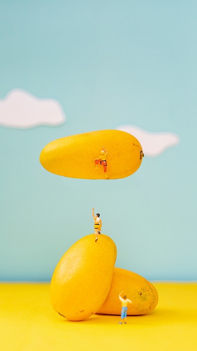 趣味芒果创意悬空手机壁纸