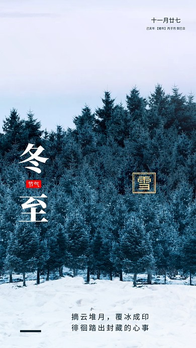 清新简约冬至节气手机海报模板