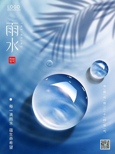 原创24节气雨水寒露护肤品房地产商业海报
