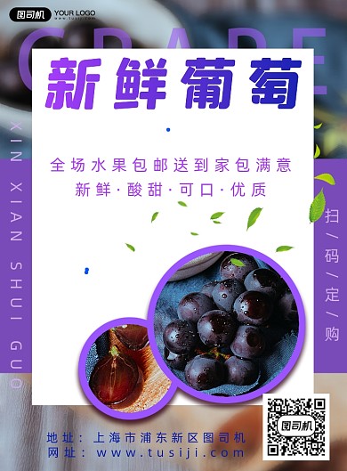 水果葡萄促销简约海报
