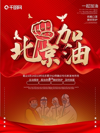 原创红色北京加油防疫抗击疫情公益海报