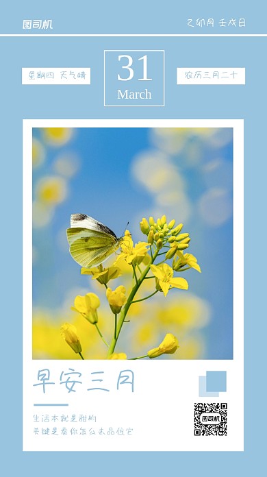 日签春季励志语手机海报