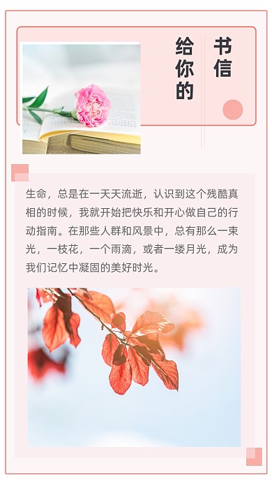 粉色文艺清新写给你的信文章配图