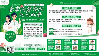 原创简约小清新春季流行性感冒知识科普展板