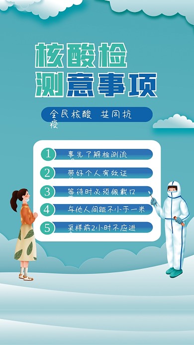 渐变核酸检测注意事项海报