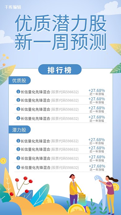 基金预测列表浅蓝清新海报