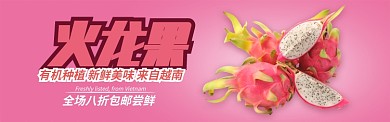 红色水果火龙果上新促销banner