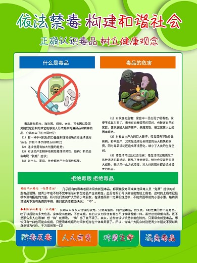 国际禁毒宣传毒品知识普及绿色清新禁毒海报
